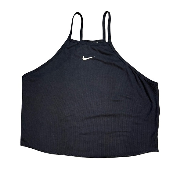Nike Black Crop Top with White Logo - Picture 1 of 6